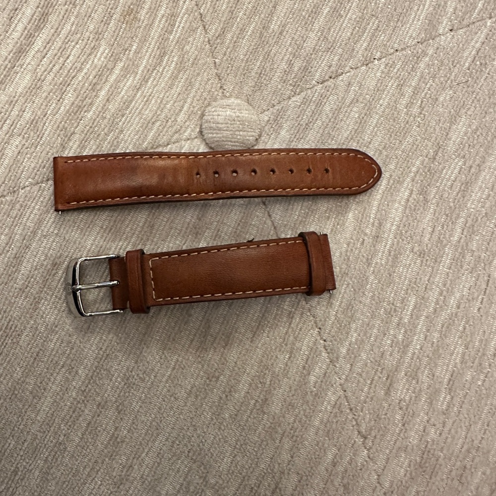 Michele Brown Leather Watch Strap with Silver Buckle Size 18
